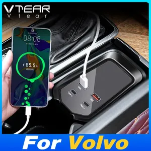 Station d'accueil pour voiture Vtear, hub de charge rapide Type-C, accessoires de décoration intérieure pour Volvo XC60 S60 V60 S90 <span class=keywords><strong>V90</strong></span> XC90 - Product Image 2