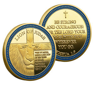 Moneda Conmemorativa Cristiana con Versículo Inspirador, Recuerdo Cristiano, Regalo de Fe para Creyentes, Recordatorio Diario, Sé Fuerte y Valiente - Product Image 1