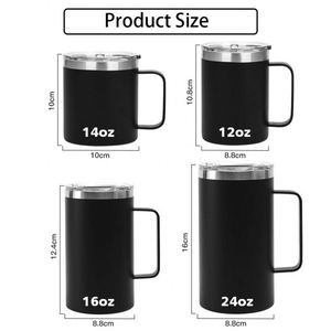 Vaso Térmico Personalizado de Acero Inoxidable de 12oz, 14oz, 16oz, 24oz, Taza de Café Aislada al Vacío para Camping, Viajes y Campamento con Asa - Product Image 2