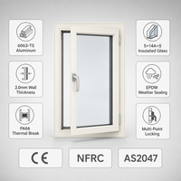 Fenêtre à battant à rupture de pont thermique JUNYAO, double vitrage insonorisé, conforme aux normes AS2047 CE NFRC pour la maison