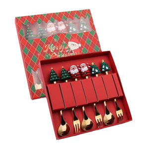 Juego <span class=keywords><strong>de</strong></span> Cubiertos Reutilizables con Diseño Navideño <span class=keywords><strong>de</strong></span> Santa Claus, Árbol, <span class=keywords><strong>Gorro</strong></span> y Copo <span class=keywords><strong>de</strong></span> Nieve, para Restaurantes, Fiestas y Ocasiones Especiales - Product Image 1