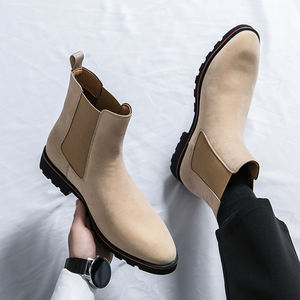 รองเท้าบูทข้อเท้าผู้ชายไซส์ใหญ่ 38-46 สำหรับฤดูหนาว หนังกลับแบบเชลซี สีดำทันสมัย รองเท้าหนังกลับอเนกประสงค์ - Product Image 3