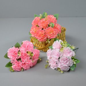 Bouquet de 7 fleurs artificielles en soie Dongchen Crafts, carnations, pour décoration intérieure et accessoires de mariage - Product Image 1