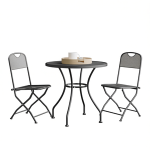 Set da Pranzo da Giardino Antracite per 2 Persone, Struttura in Acciaio con Rivestimento Ecologico, Arredamento da Esterno Pieghevole dal Design Contemporaneo - Product Image 1