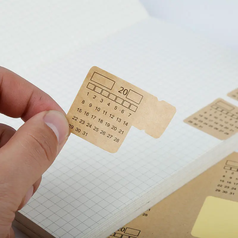 10 Set calendario adesivi schede indice indice mensile organizzatore cancelleria scrittura a mano carta Kraft indice etichetta calendario adesivo