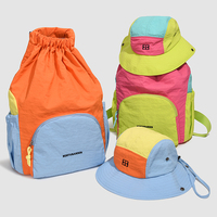Sac à dos de sport décontracté grande capacité, sac à dos tendance aux couleurs contrastées, sac à dos assorti à un chapeau, sac à dos de voyage imperméable