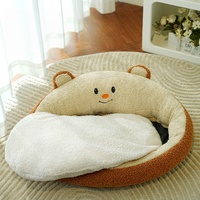 Lit pour animaux de compagnie rond de style classique, écologique, lavable en machine, toutes saisons, nid douillet pour chat, niche, coussin chaud pour un sommeil profond