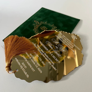 Carte d'invitation de mariage personnalisée en or <span class=keywords><strong>et</strong></span> argent avec effet miroir, feuilles vierges en acrylique, feuilles de présentation, <span class=keywords><strong>enveloppe</strong></span> de bienvenue pour mariage ou entreprise - Product Image 2