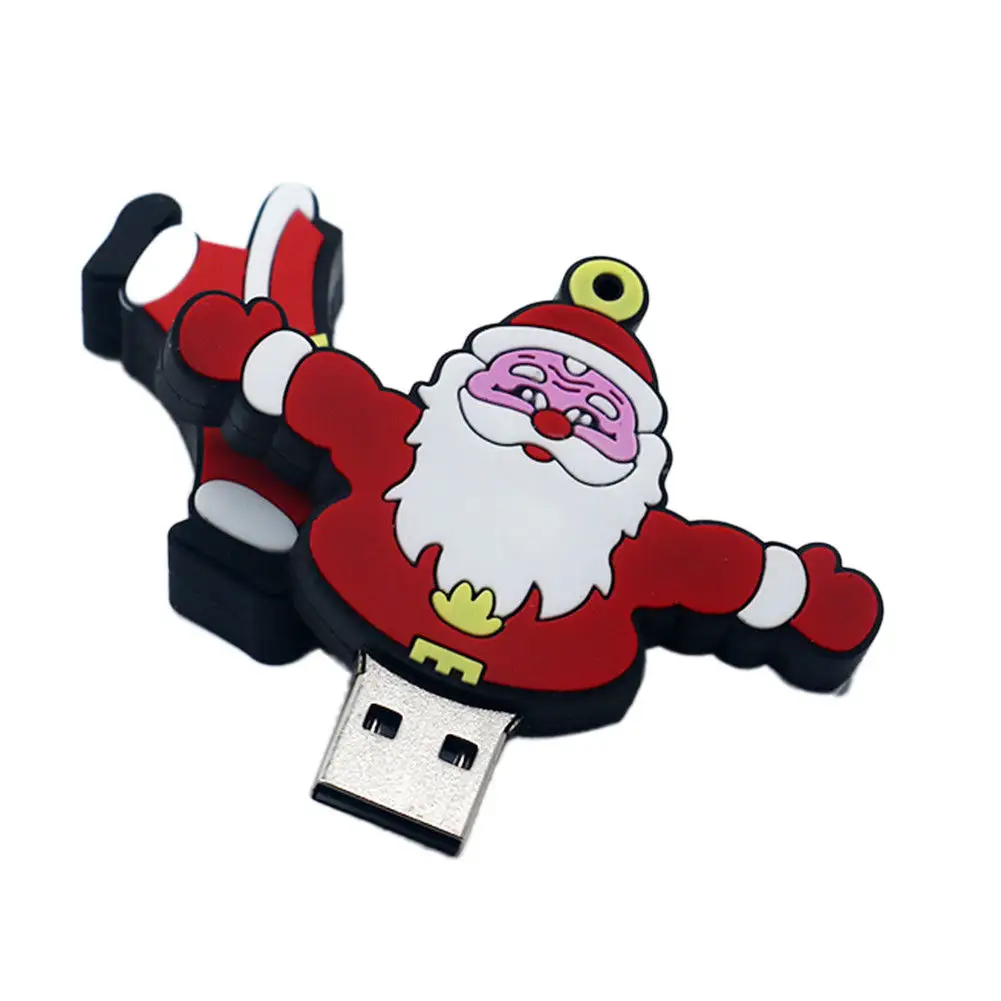 Stik memori USB plastik PVC Santa Claus, Flash Drive plastik 8GB 16GB untuk hadiah Natal 32GB 4GB