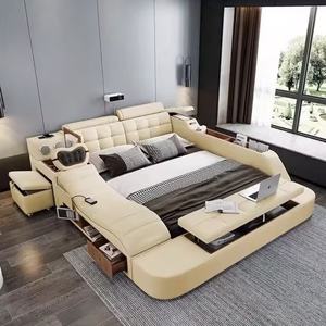 <span class=keywords><strong>Lit</strong></span> intelligent multifonctionnel moderne FYZK avec fonction de massage, <span class=keywords><strong>lit</strong></span> en cuir et tissu tatami taille <span class=keywords><strong>king</strong></span>, meubles de chambre à coucher avec rangement - Product Image 4