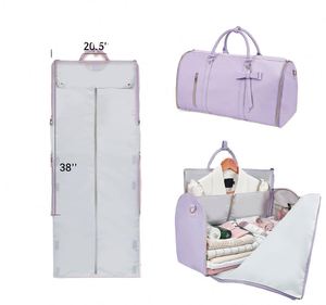 กระเป๋าเดินทางแบบมีล้อ BSCI รุ่น Stylish Garment Duffle Bag, กระเป๋าเดินทางแบบพับได้ 2 in 1 ทำจากวัสดุ PU พร้อมช่องใส่ของใช้ส่วนตัวและช่องใส่รองเท้า - Product Image 2
