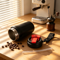 Tasses à café octogonales portables en acier inoxydable à double paroi isolées sous vide, anti-fuite, pour le bureau et l'extérieur