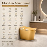 WC intelligent de luxe personnalisé en céramique carrée avec siège chauffant, télécommande, chasse d'eau automatique et évacuation en P-trap