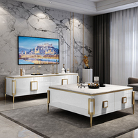 Service de conception personnalisée gratuit, meuble TV de luxe, ensemble de table basse carrée mobile avec rangement pour salon, vente en gros sur mesure