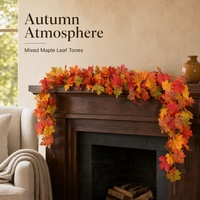 Guirlande artificielle de feuilles d'érable automnales orange, rouge et jaune pour la décoration de mariages, de maisons et de fêtes