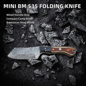 Mini Cuchillo de Hoja Fija BM 535 de Acero de Damasco con Punta Caída, Personalizable OEM para Uso Táctico, Camping y Grado Industrial - Product Image 2