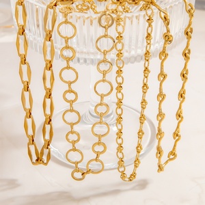 Simple and High-End Stainless Steel Necklace with 18K Real Gold <b>Titanium</b> Steel Lock Link <b>Chain</b> Pendant Jewelry for Parties - Product Image 1