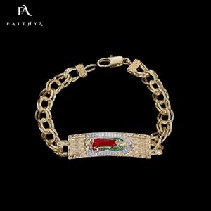 Pulseras Y Brazaletes para mujer, Charms <span class=keywords><strong>De</strong></span> diseño <span class=keywords><strong>De</strong></span> joyería religiosa, <span class=keywords><strong>De</strong></span> oro <span class=keywords><strong>De</strong></span> 14K, pulsera <span class=keywords><strong>De</strong></span> la <span class=keywords><strong>Virgen</strong></span> María, FB0283 - Product Image 2