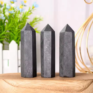 Punta de Shungita Pulida a Mano al por Mayor, Varita de Piedra Curativa, Torre de Shungita, Colección de Minerales para el Hogar - Product Image 1