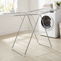 Vente chaude 14M En Acier Inoxydable Heavy Duty Pliant Rack Double-Tier Dry Racks pour Salle De Bains Vêtements Espace Conception Fonctionnelle