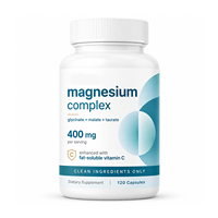 Capsules OLLI Complexe de Magnésium 400mg Glycinate Malate Taurate avec Vitamine C Soutien Musculaire, Nerveux et Cardiaque