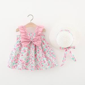 1447 été nouveau Style princesse jupe mignon coton bébé fille robe de soirée nœud Floral Dot <span class=keywords><strong>10</strong></span> ans enfants groupe en gros - Product Image 6