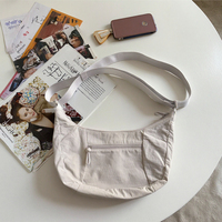Sac bandoulière personnalisé en nylon, grand format, avec fermeture éclair, unisexe, léger et portable, style croissant/lune/bourse/hobo