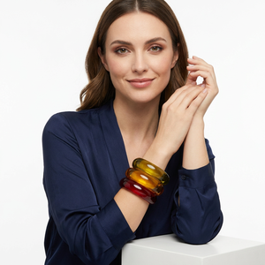 ORNAPEADIA Fashion Acrylic Resin Lucite Moon Cuff <b>Bangle</b> <b>Bracelet</b> Gift Wholesale Boho Trendy Jewelry for Women Party Occasion - Product Image 2