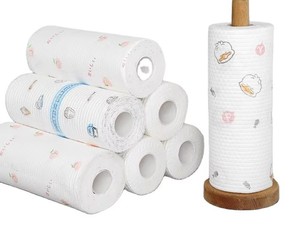 Rouleau de chiffons de nettoyage jetables, torchons jetables multi-usages, essuie-tout en papier résistants, lingettes réutilisables, chiffons de nettoyage - Product Image 2