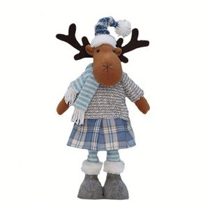 Ensemble de poupées extensibles en tissu bleu de Noël, figurines de personnes âgées, bonhomme de neige et rennes, ornements 18*10*60, vente en gros transfrontalière de Chine - Product Image 5