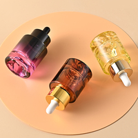 Botol Serum Kaca Skincare 30ml 1oz Silinder Warna Gradasi Kustom dengan Pipet