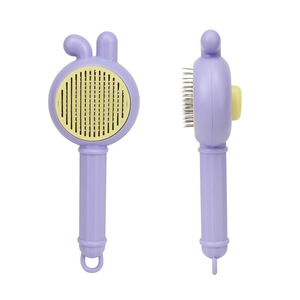 Peigne autonettoyant pour enlever les poils d'animaux, design oreilles de lapin, pour chats et chiens, vert, jaune, violet, en PP - Product Image 5