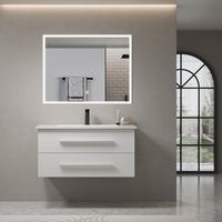 Gabinete de Baño con Espejo YIDA, Moderno, con Acabado Lacado, Resistente al Agua, con Lavabo de Cerámica e Iluminación LED