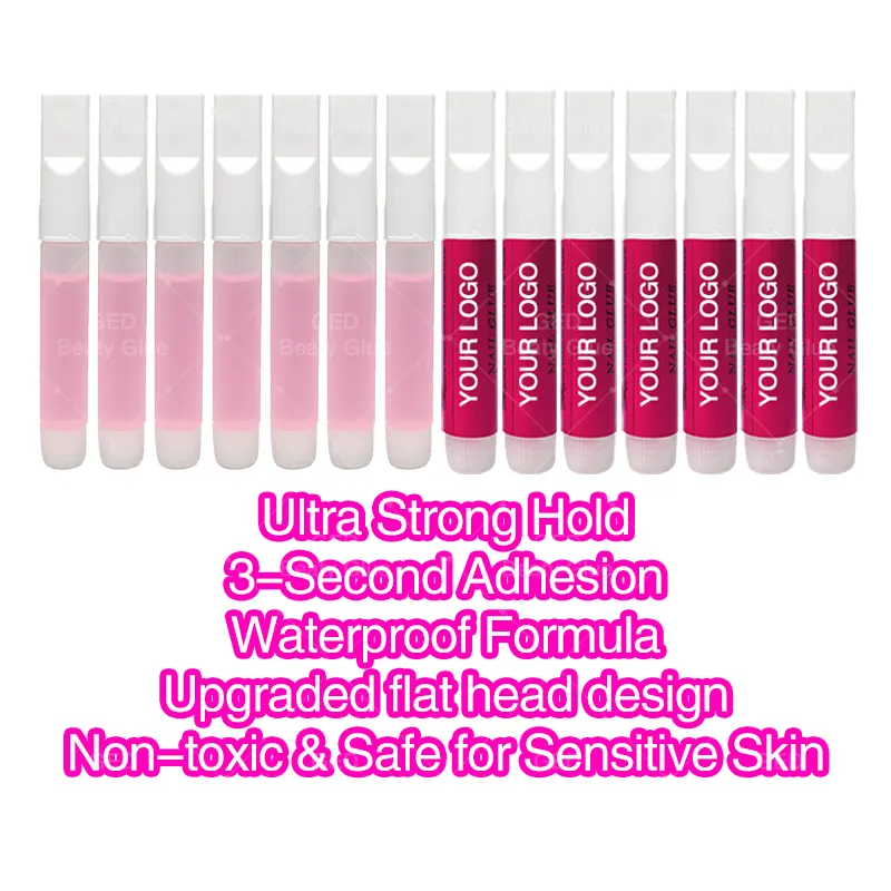 Nail Glue Mini 2 Gram As a Trial Pack Light Pink Color For Nails Press On Paste Rhinestone Strong Adhesive Glue