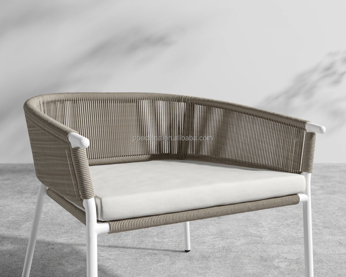 Wholesale Nordic Style Outdoor Leisure Patio Waterproof Garden Dining Room Aluminum Woven Rope Chair