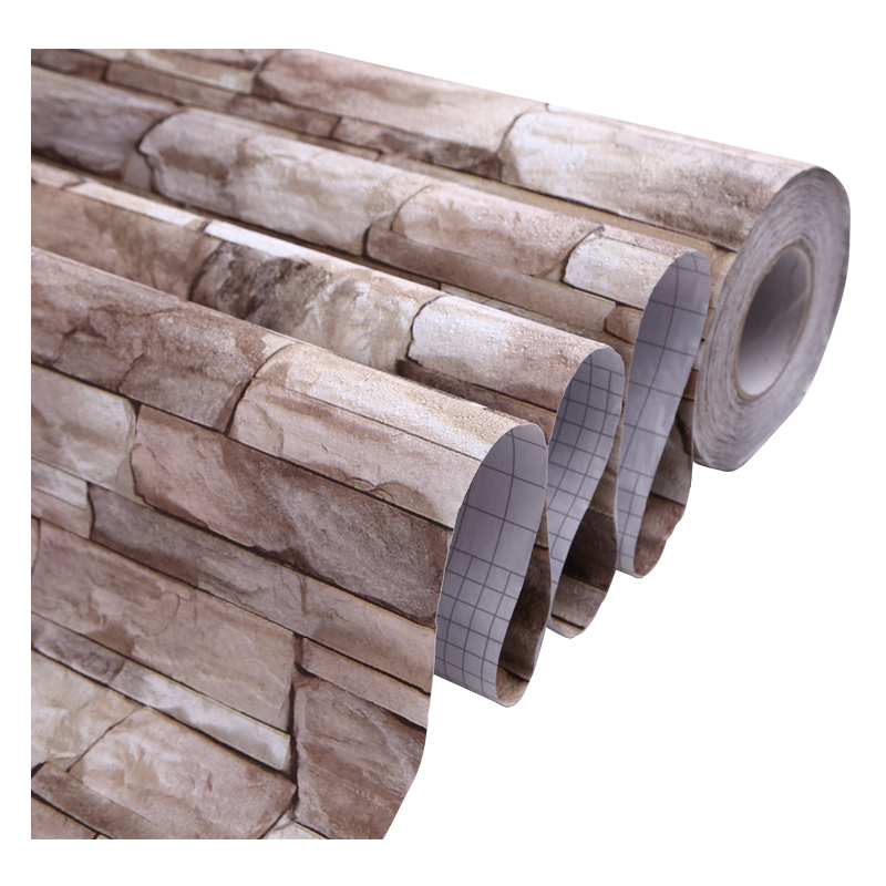 Hot selling Moisture-proof  self-adhesive  3d pvc wallpaper for washroom