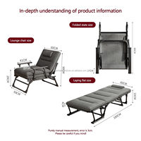 Chaise pliante de voyage portable réglable pour l'extérieur, la plage et le soleil, avec matelas