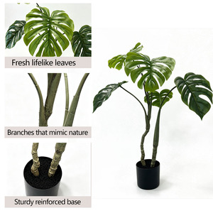 Pianta Artificiale Grande in Stile Nordico, Foglie di Monstera Bioniche in Plastica, Albero in Vaso per Decorazione Soggiorno - Product Image 2