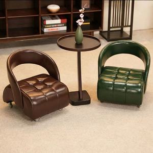 Modern Square Design <b>Wooden</b> Low <b>Stool</b> for Living Room Universal Wheel Small Shoe with Soft Bag Backrest Chair - Product Image 3