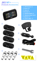 Careud U903 – 4 capteurs internes USB 433Mhz, Valve d'outil de voiture, système de surveillance de la pression des pneus, TPMS universel