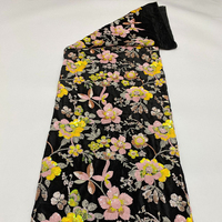 Tissu en velours 100% polyester CAIZHI, brodé de sequins floraux multicolores, poids lourd 650g/m, robe de mariée de luxe pour filles, robe de soirée