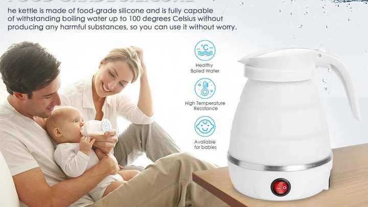 600ML Travel Folding Electric Water Kettle Collapsible Heated Hot Water  Boiler for Coffee Dual Voltage Portable Kettle