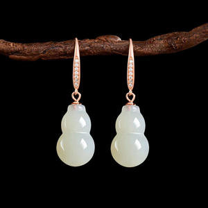 Pendientes de Jade Nefrita Natural de Hetian con Incrustaciones de Plata S925, Joyería para Mujer, Estilo Chino, Regalo con Certificado de Tasación D1034 - Product Image 1