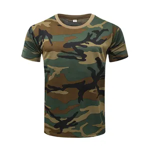 China Cema Woodland Camouflage Shirts O Neck T shirt Quick Dry Tactical T Shirts