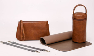5 pezzi Set borsa zaino per pannolini in pelle PU di lusso produttore basso MOQ borse per pannolini per bambini di grande capacità borsa OPP pianura vita quotidiana - Product Image 3