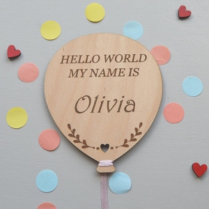 Panneau en bois personnalisé gravé au laser, durable et fait main, pour nom de bébé, 'Bonjour le monde, <span class=keywords><strong>mon</strong></span> nom est', accessoire photo nouveau-né, personnalisé pour bébé - Product Image 2