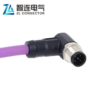 Connecteur M12 angulaire 5 broches femelle blindé torsadé IP67 250V 2A avec contacts en laiton pour câbles de modules de batteries automobiles