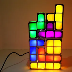 DIY Stackable LED Desk Lamp,Constructible Block Jigsaw Puzzles Lamp,Development Intelligence Gift Puzzle Light