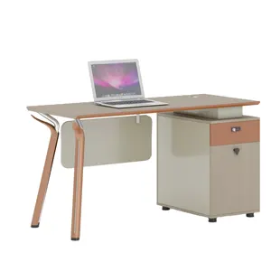 客户选择梦幻枫木系列木制开放式办公室家庭办公室员工办公桌带橱柜
