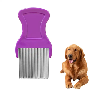 ステンレススチールヘッドペットシラミコームねじ針ノミ除去コーム金属歯ステンレス鋼ラウスとニットコーム - Product Image 1